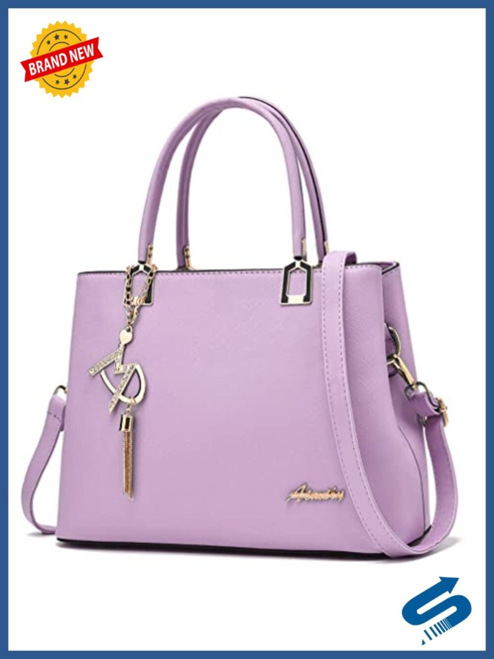 Women's PU Leather Satchel Tote Bag, Top Handle Shoulder Bag, Adjustable Strap